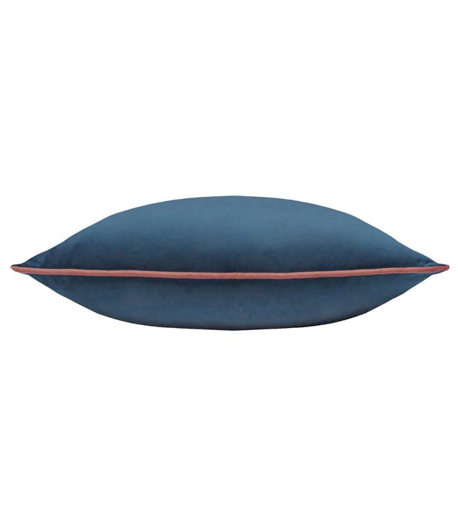 Meridian Petrol / Blush Velvet Cushion - Just Fabrics
