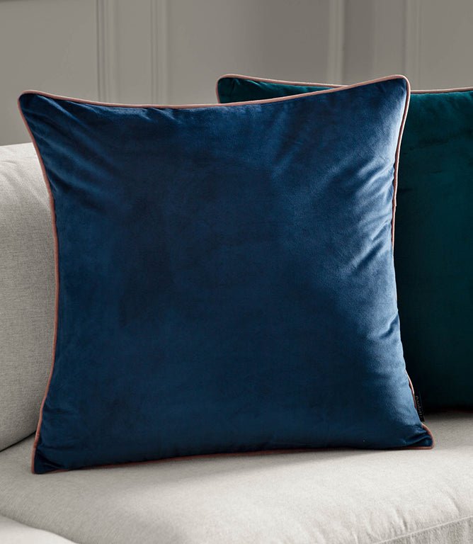 Meridian Petrol / Blush Velvet Cushion - Just Fabrics