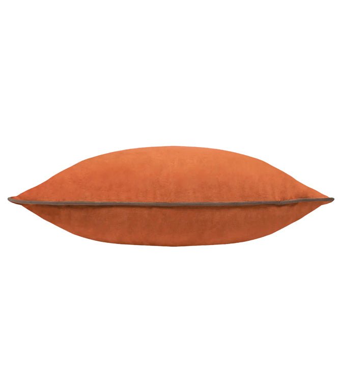 Meridian Pumpkin / Mocha Velvet Cushion - Just Fabrics