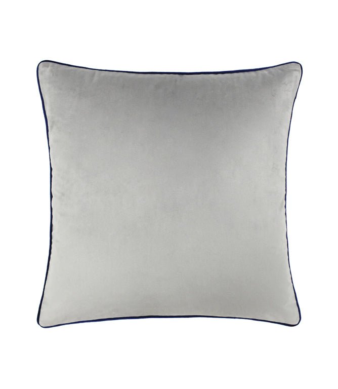Meridian Silver / Navy Velvet Cushion - Just Fabrics