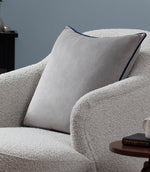 Meridian Silver / Navy Velvet Cushion - Just Fabrics