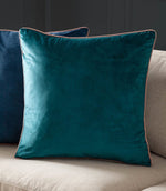 Meridian Teal / Blush Velvet Cushion - Just Fabrics