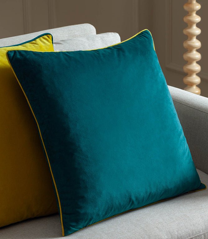 Meridian Teal / Cylon Velvet Cushion - Just Fabrics