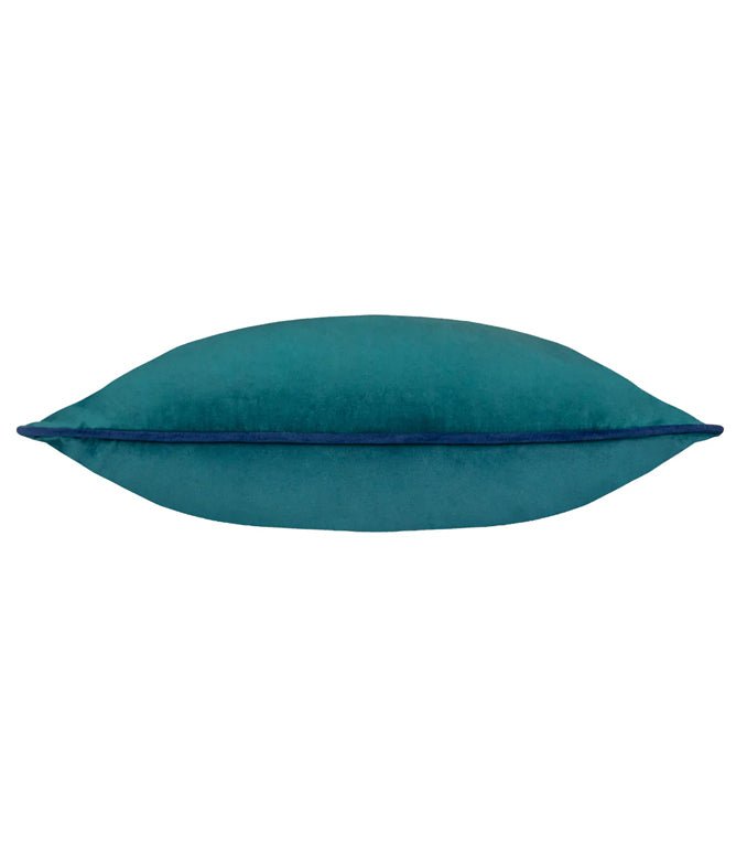 Meridian Teal / Navy Velvet Cushion - Just Fabrics