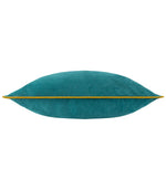 Meridian Teal / Ochre Velvet Cushion - Just Fabrics