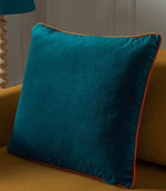 Meridian Teal / Tiger Velvet Cushion - Just Fabrics