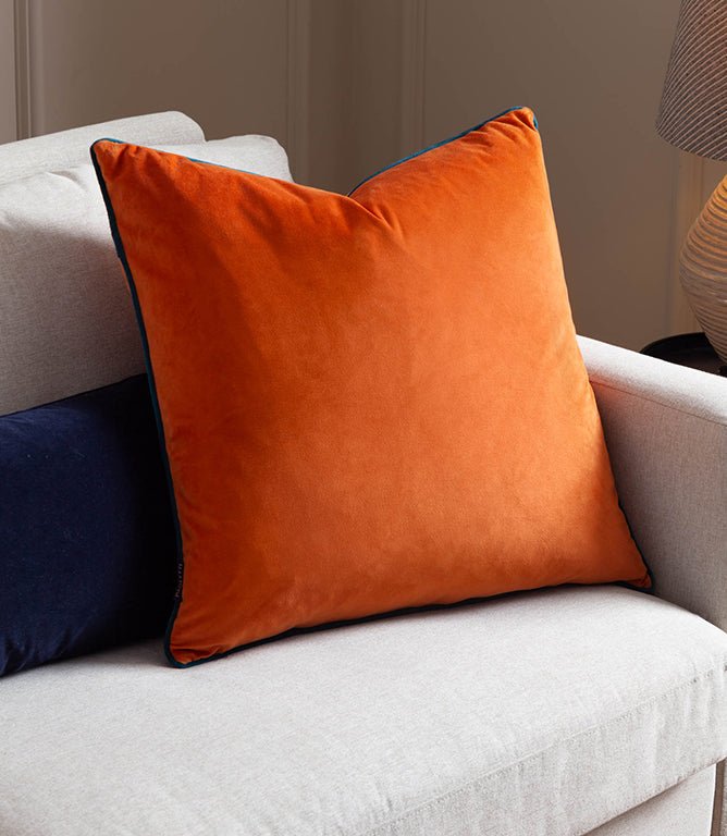 Meridian Tiger / Teal Velvet Cushion - Just Fabrics