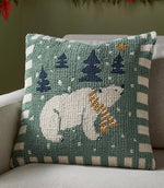 Christmas Cushions - Polar Bear Tufted Frosty Blue
