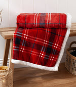 Throws & Wool Throws - Blake Check Fleece Red