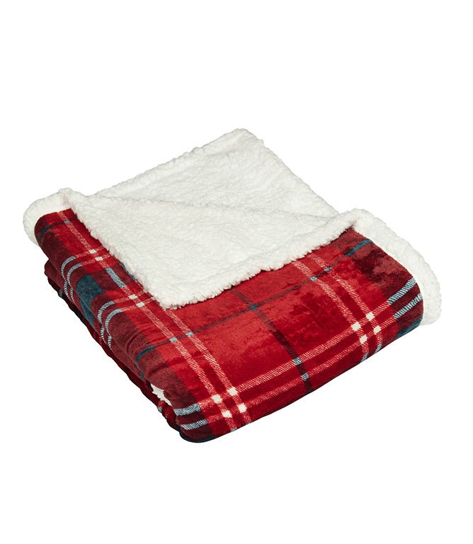 Throws & Wool Throws - Blake Check Fleece Red