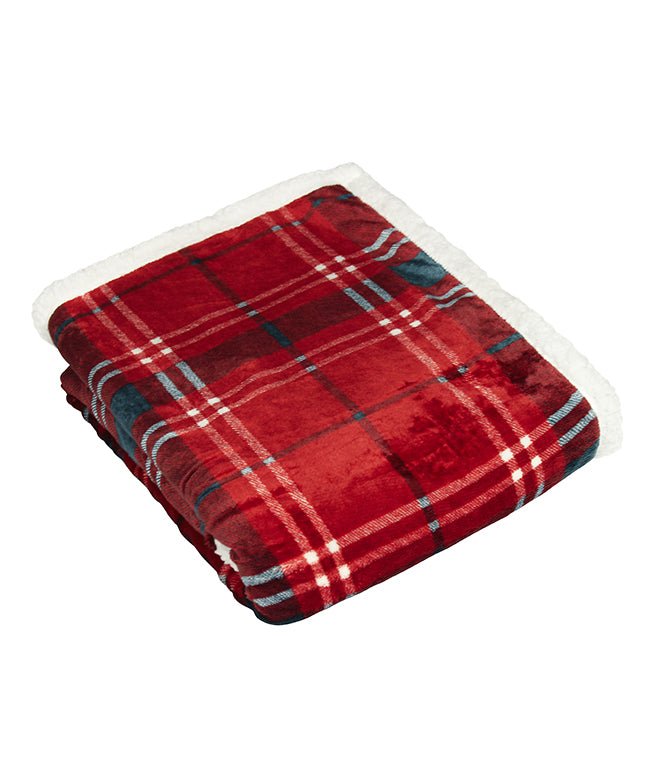 Throws & Wool Throws - Blake Check Fleece Red