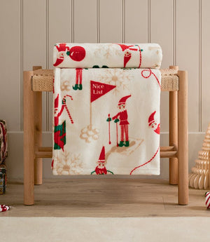 Elfie Printed Fleece Cream / Mint Throw