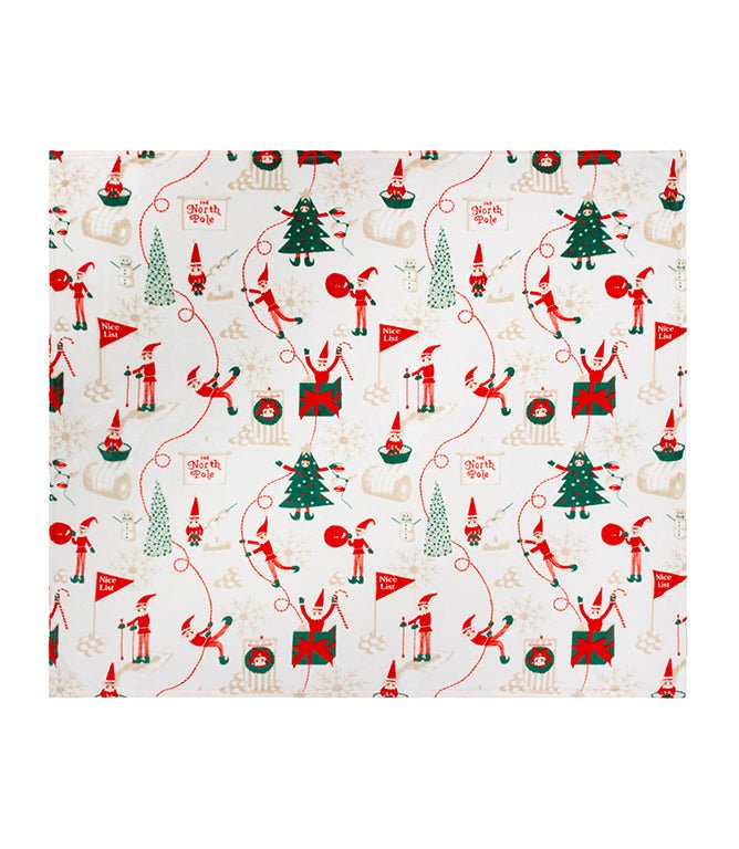 Throws & Wool Throws - Elfie Printed Fleece Cream / Mint