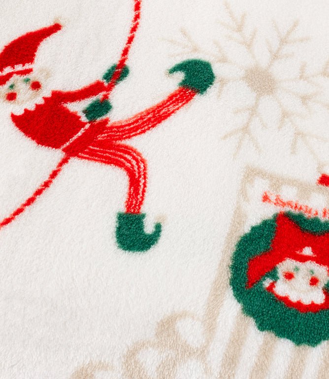 Throws & Wool Throws - Elfie Printed Fleece Cream / Mint