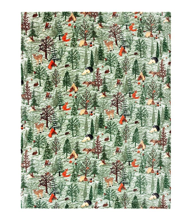 Throws & Wool Throws - Lodge Wood Sherpa Fleece Oak Green