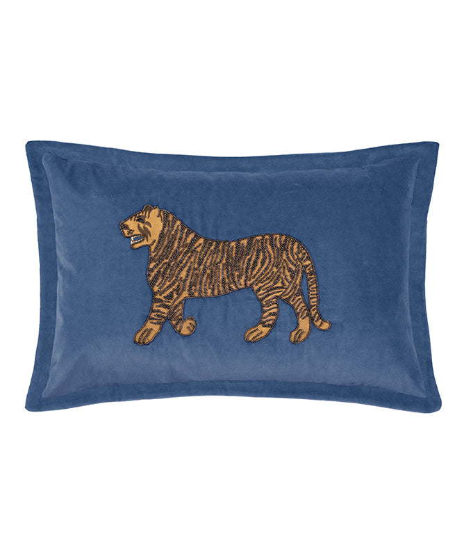 Cushion Covers - Durga Bluebell Embroidered Cushion Cover