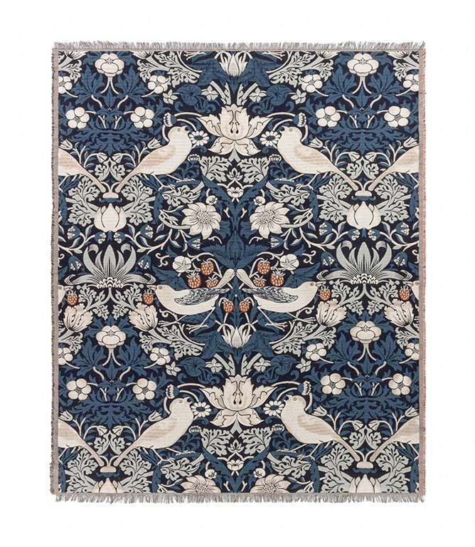 Throws & Wool Throws - Strawberry Thief Jacquard Indigo