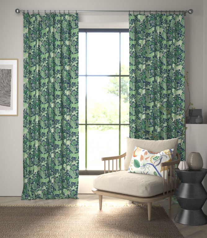 Rumble In The Jungle Fabric / Midnight / Mint Leaf - Just Fabrics