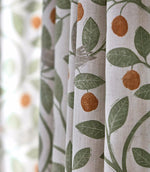 Damson Tree Fabric / Brick / Fennel - Just Fabrics