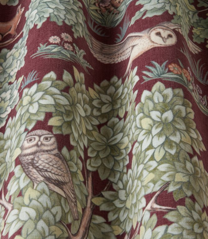 Woodland Retreat Velvet Fabric / Bordeaux - Just Fabrics