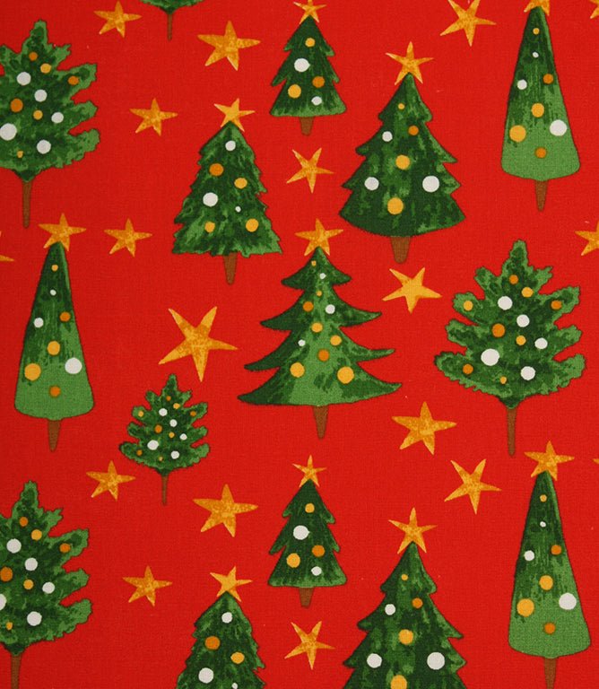 Festive Spruce Fabric / Red - Just Fabrics