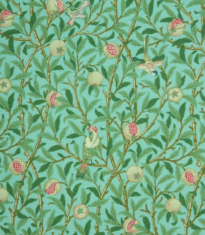 Birds and Pomegranate Outdoor Fabric / Duck Egg - Just Fabrics
