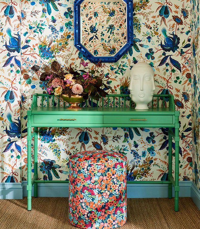 Wildflower Meadow Fabric / Carnelian / Aquamarine / Peridot - Just Fabrics