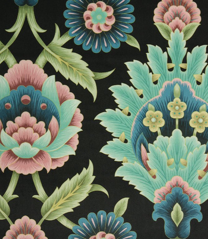 Folk Floral Velvet Fabric / Black - Just Fabrics