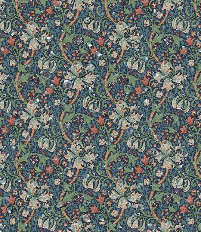 Golden Lily Oilcloth Fabric / Jewel - Just Fabrics