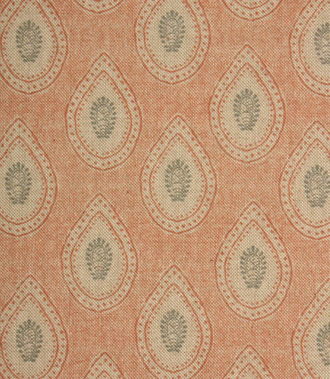 Evie Fabric / Duck Egg / Coral - Just Fabrics