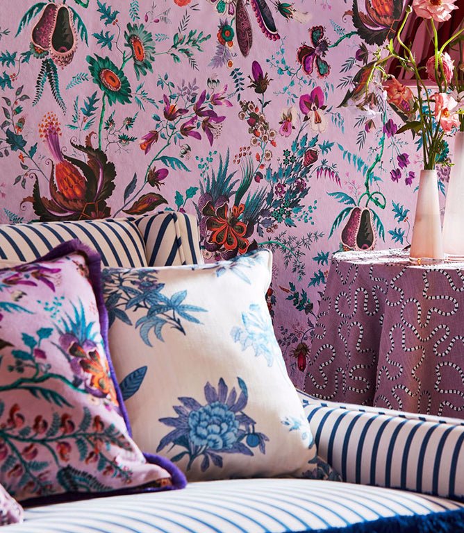 Woodland Floral Fabric / Lapis / Amethyst / Pearl - Just Fabrics