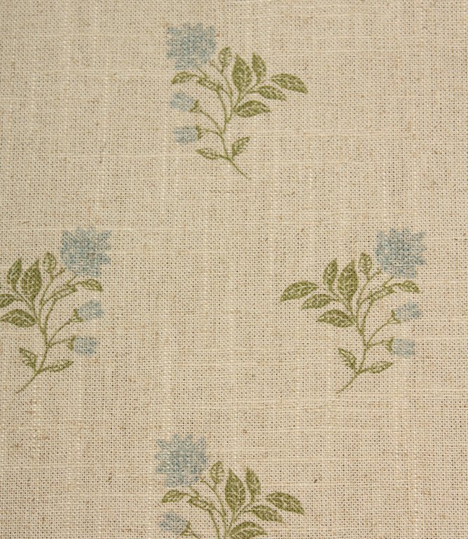 Meadow Blossom Fabric / Steel Blue / Sage Green - Just Fabrics