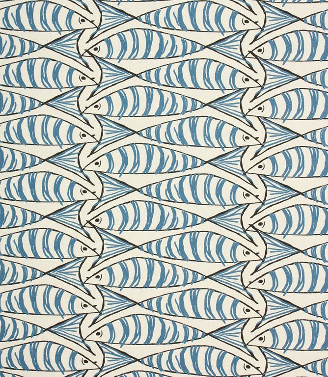 Cornish Sardines Fabric / Indigo - Just Fabrics