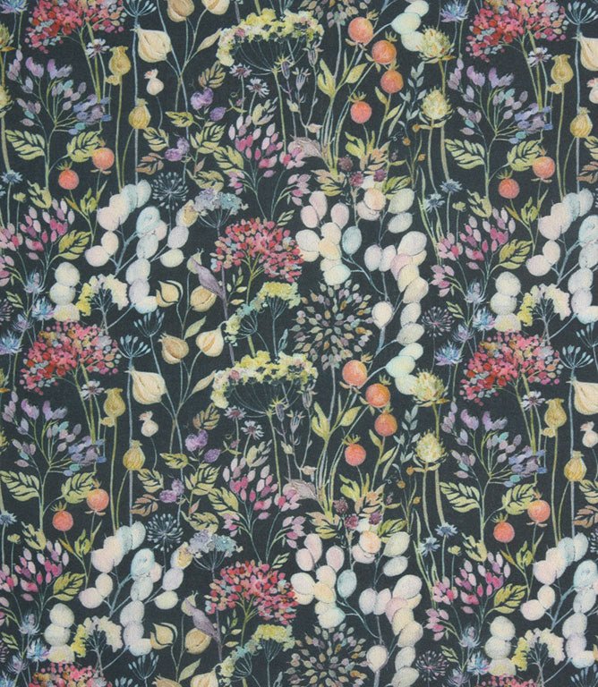 Hedgerow Lomond Fabric / Navy - Just Fabrics