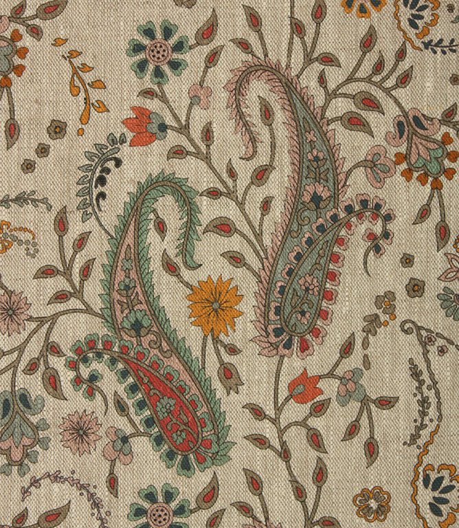 Rebecca Linen Paisley Fabric / Multi - Just Fabrics
