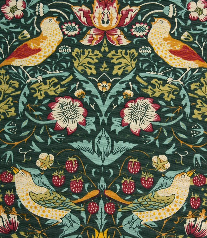 Strawberry Thief Fabric / Dark Green - Just Fabrics