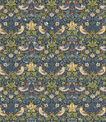 Strawberry Thief Oilcloth Fabric / Navy - Just Fabrics