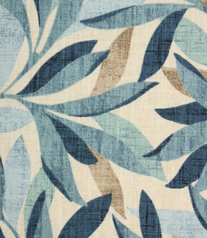 Island Leaves Fabric / Ashley Blue - Just Fabrics