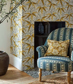 Red Car Stripe Fabric / Indigo / Linen - Just Fabrics