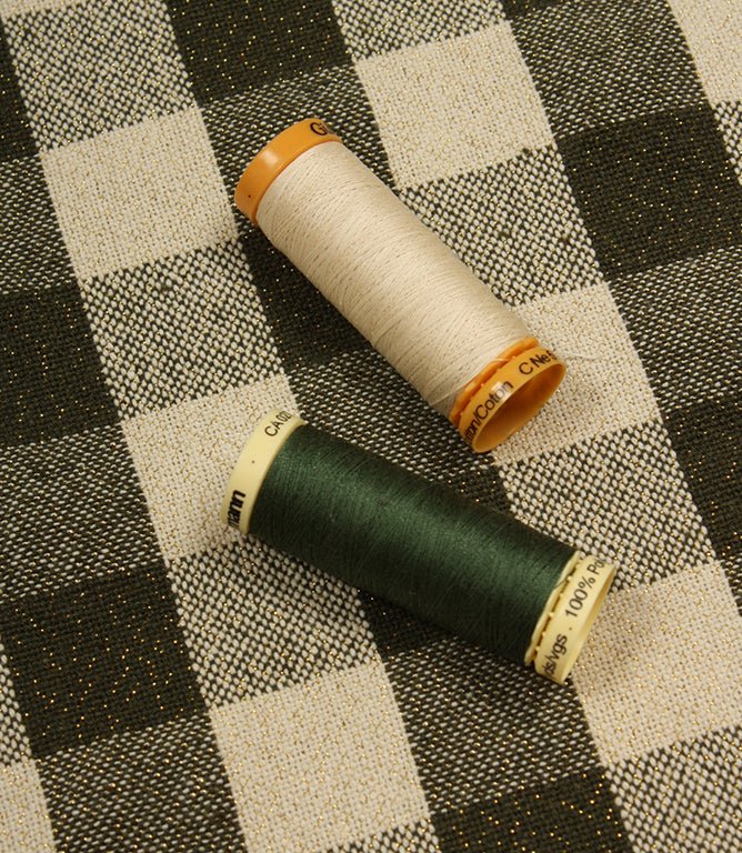 Aldsworth Check Glitz Fabric / Khaki - Just Fabrics