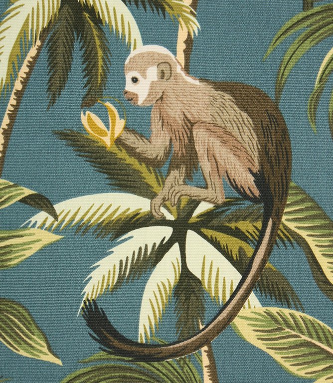 Mr Monkey Fabric / Teal - Just Fabrics