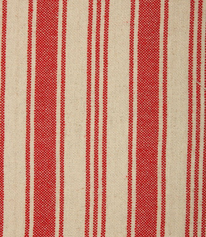 Aldsworth Stripe Fabric / Red - Just Fabrics