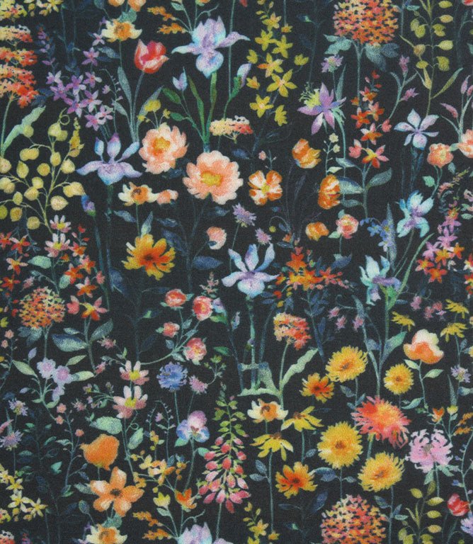 Prado De Flores Lomond Fabric / Papaya / Indigo - Just Fabrics