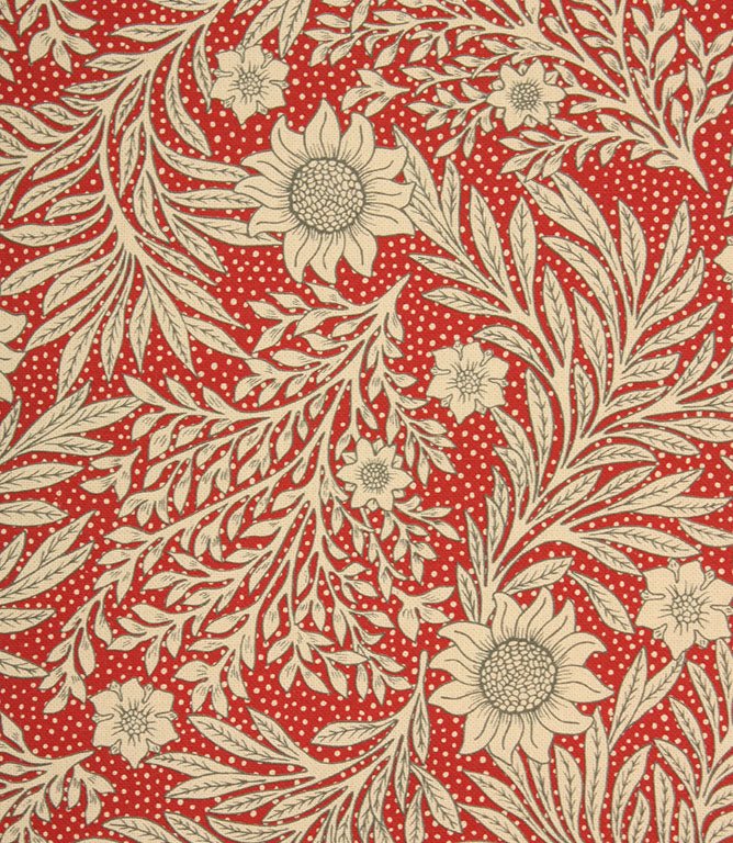 Saltram Floral Fabric / Red - Just Fabrics