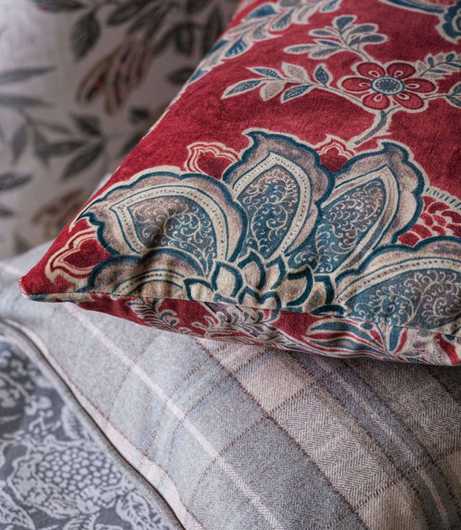 Shalimar Fabric / Ruby / Teal - Just Fabrics