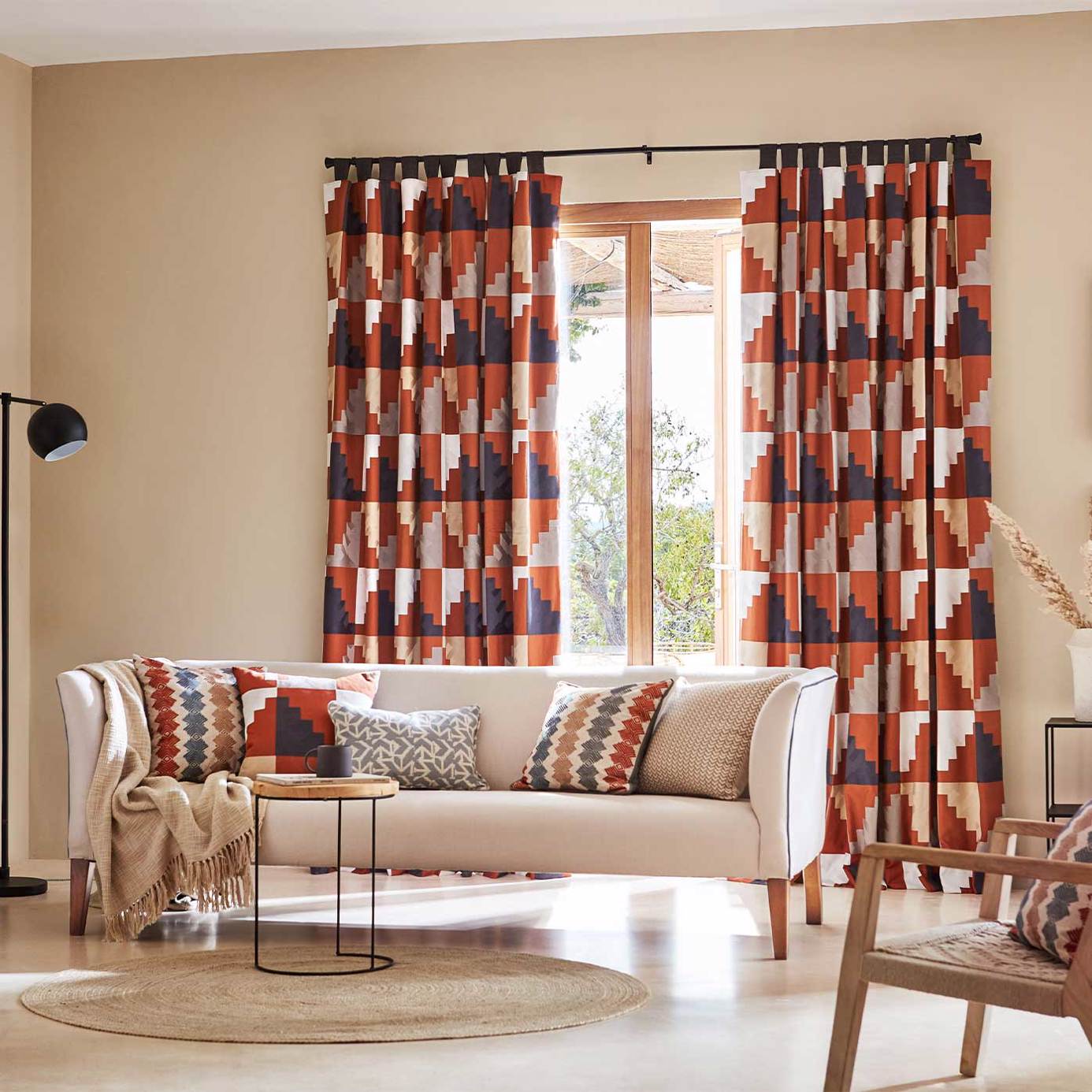 Mehari Fabric / Harissa / Oyster / Charcoal - Just Fabrics