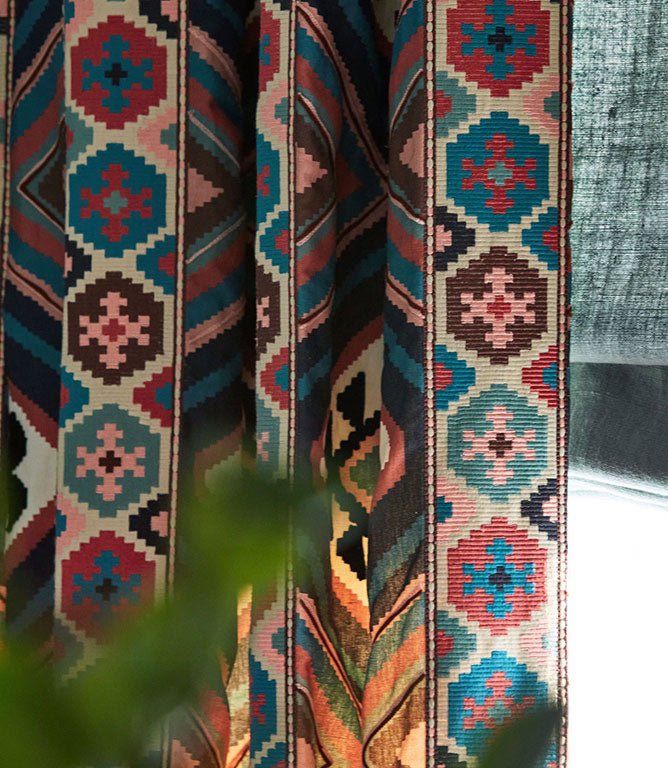 Dorothys Kilim Fabric / Barbed Berry / Indigo - Just Fabrics