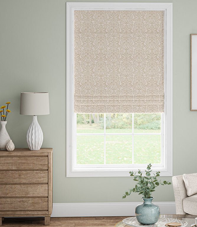 Hazel Damask Fabric / Linen - Just Fabrics