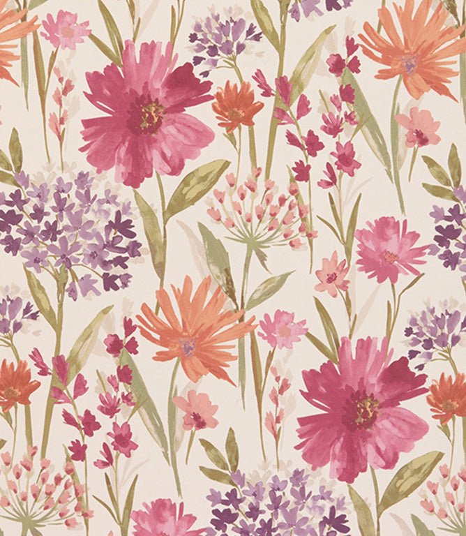 Fleur FR Upholstery Fabric / Mulberry - Just Fabrics