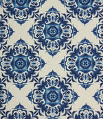 Trellis Bloom Outdoor Fabric / Blue - Just Fabrics